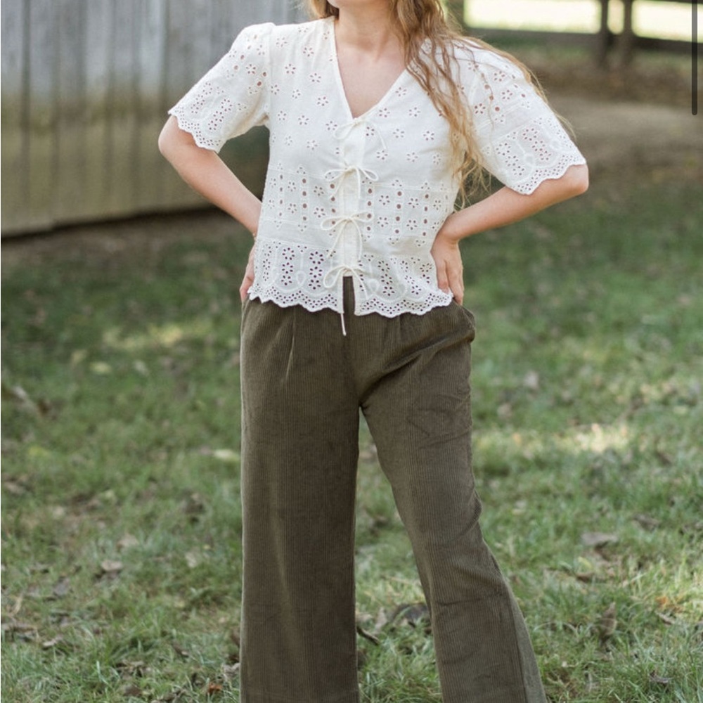 Neuflora Wide Leg Olive Pants